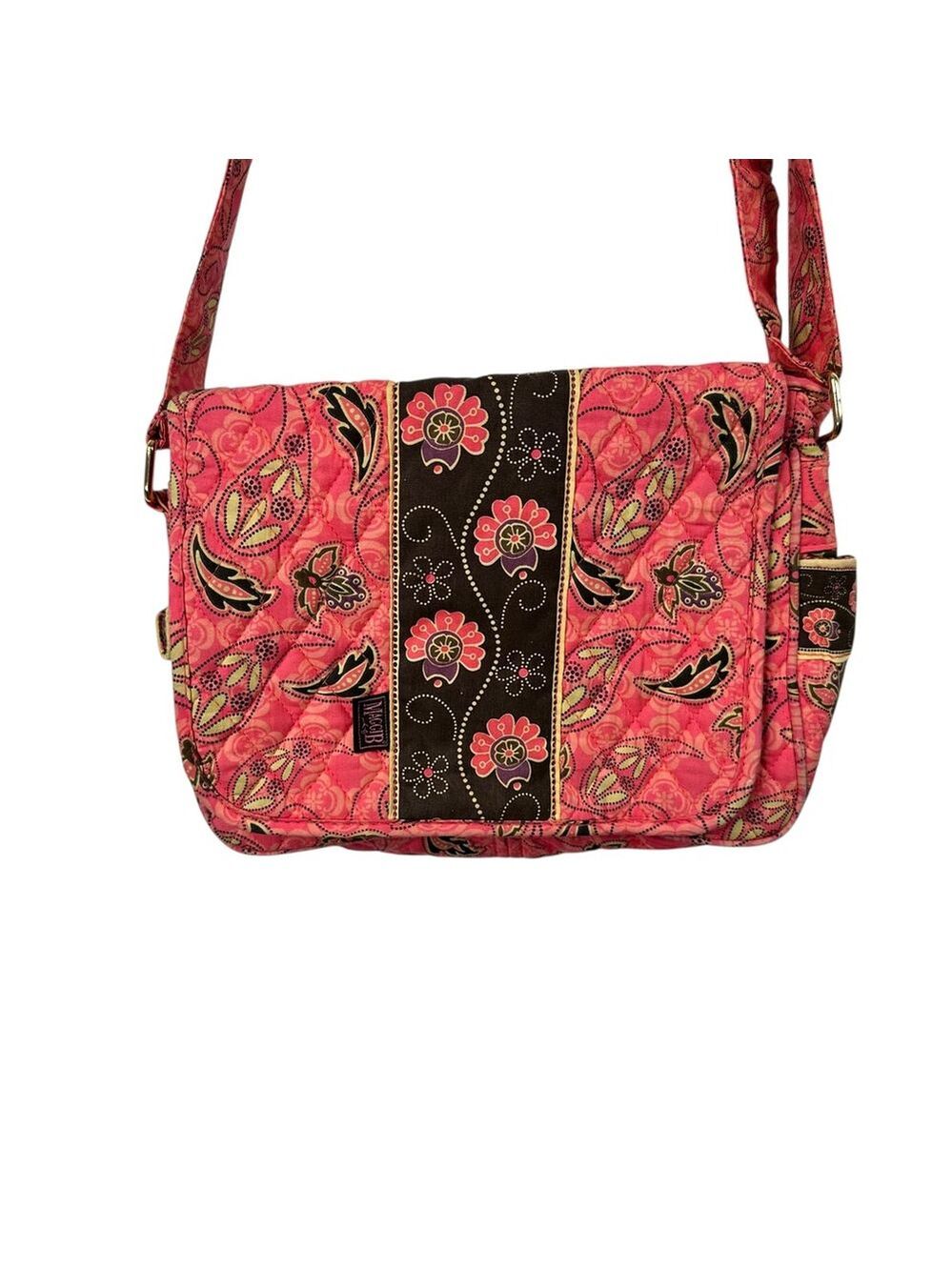 MaggiB Coral Floral Quilted Crossbody Shoulder Bag Purse